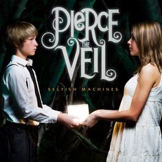 two people standing next to each other in front of a poster for pierce the veil