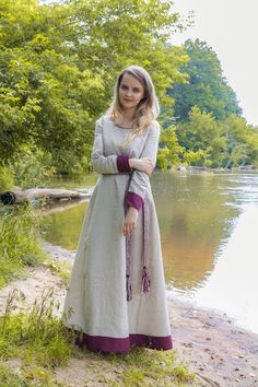 "100% Linen dress in a historical style. Early medieval linen dress, universal for the Vikings and Slavs or any others reenactors. Based on medieval iconography and archaeological finds from Europe. Simple minimalistic dress for every day or any other event. Two wedges and modern cut of the sleeves help the dress to fit your figure well, move freely and look great at the same time! ----------------------------------------------------------- FABRIC The materials are resistant to washing and the q Peasant Style Medieval Linen Dress For Larp, Peasant Style Linen Medieval Dress For Larp, Peasant Style Long Sleeve Linen Medieval Dress, Fitted Linen Medieval Dress, Woman Viking, Minimalistic Dress, Viking Dress, Medieval Clothes, Viking Costume