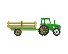 a green tractor with a wooden fence on the back is shown in front of a white background