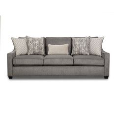 a gray couch and some pillows on a white background