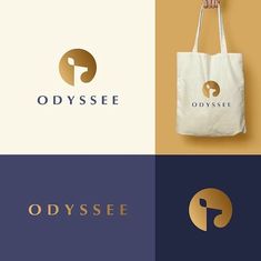 a person holding a tote bag with the letter odyssee on it