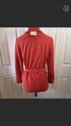 Vintage Mary Tyler Moore 60s 70s Red Pinstripe Belted Blazer Jacket Deadstock | eBay Spring Pinstripe Long Sleeve Outerwear, Pinstripe Long Sleeve Outerwear For Fall, Spring Outerwear With Vertical Stripes And Long Sleeves, Striped Single Breasted Long Sleeve Outerwear, Classic Spring Outerwear With Vertical Stripes, Classic Long Sleeve Outerwear With Vertical Stripes, Chic Pinstripe Spring Outerwear, Chic Pinstripe Outerwear For Spring, Fitted Fall Outerwear With Vertical Stripes