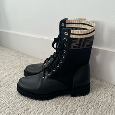 Fendi Boots Only Wear Twice Size 7.5 Lace Up Fancy Boot Bought From Saks Fifth No Receivedont Know Whereno Shoes Box Fendi Tights, Fendi Boots, Paris Shopping, Shoes Box, Fendi Shoes, Personal Shopping, Boots Black, Lace Up Boots, Saks Fifth