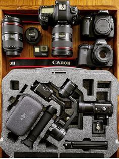 the contents of a camera are displayed in a case