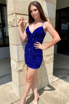 Royal Blue Sequin Boydcon Mini Party Dress Royal Blue Sequin Dress Short, Blue Sequin Dress Short, Sequin Dress Short, Mini Party Dress, Blue Sequin Dress, Mini Party, Dresses Royal, Short Homecoming Dress, Royal Blue Dresses