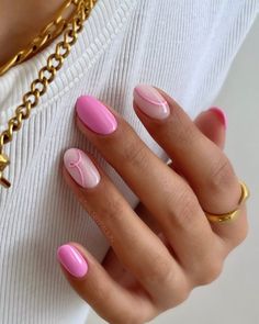 42+ Must-Try Short Pink Nail Ideas (2024) - DrExplains Round Nail Designs, Pink White Nails, Pink Summer Nails, Unghie Sfumate, Cute Summer Nails