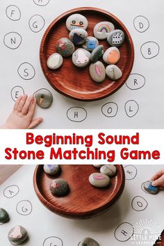 the beginning sound stone matching game is fun for toddlers and preschoolers to play with