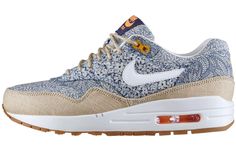 Nike Womens WMNS Air Max 1 LIB Liberty - Blue Recall Linen 540855-400 Vapour Max Nike, Sneakers Box, Nike Sacai, Sport Nike, Air Max 90 Premium, Liberty Blue, Orange Camo, Womens Air Jordans, Shoes Sneakers Nike