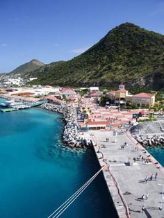 an aerial view of the ocean and pier in st maarte, saint martin's