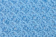 close up view of blue crocheted fabric