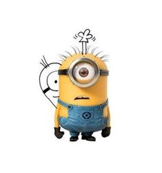 a minion is standing in front of a white background