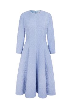 Cannes Dress Breeze Blue | Suzannah London Luxury Blue Maxi Dress For Workwear, Elegant Fitted Dress With Textured Fabric, Elegant Evening Dress With Textured Fabric, Elegant Textured Evening Dress, Spring Fitted Textured Dresses, Spring Textured Fitted Dress, Elegant Textured Spring Dresses, Chic Textured Fitted Dress, Suzannah London