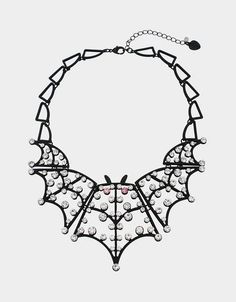 FLY BY NIGHT BAT BIB RHINESTONE | Halloween Necklaces – Betsey Johnson Bat Belt, Halloween Necklaces, Rhinestone Halloween, Gems Necklace, Betsey Johnson Clothes, Halloween Necklace, Betsey Johnson Dresses, Halloween 2024, Link Necklace