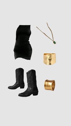 an assortment of accessories including boots, bracelets and rings