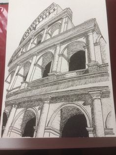 a drawing of the colossion in rome, italy is shown on a piece of paper