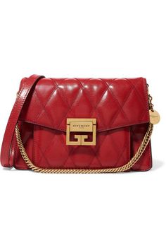 Givenchy - Gv3 Small Quilted Textured-leather Shoulder Bag Givenchy Belt, Luggage For Women, Givenchy Beauty, Givenchy Dress, Rubber Sneakers, Givenchy Bags, Designer Luggage, Chic Quilts