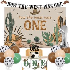 PRICES MAY VARY. Package Includes: The how the west was one year old party decorations include 20 x latex balloons 12 inches, 1 x how the west was one backdrop 3 x 5 ft, 1 x how the west was one banner, 1 x one high chair banner, 1 x one cake topper, 1 x number 1 foil balloon 32 inches(No Helium Supported) Western First Birthday Decorations: The western first birthday decorations contains special cowboys elements, will create an interesting party atmosphere and leave beautiful memories. Sage gre Cowboy First Birthday Party Decor, Western First Birthday Party, Wild West One Birthday Party, Wild West One Birthday Party Boys, One Year Old Western Birthday, Western One Year Old Party, Country 1st Birthday Boy, Babys First Birthday Themes, First Birthday Boy Farm Theme