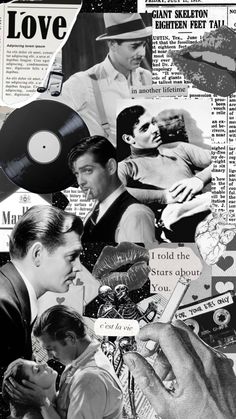 black and white collage with images of people in the style of old hollywood movies