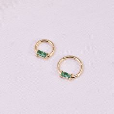 Metal: 14k solid gold,  Available Gold color: Yellow gold Guaranteed Authentic 14k Solid Gold, Not Plated or Filled Stone: Natural Moss Agate Thickness: 1.20mm(16G) Stamp:14k Inner diameter:6mm/8mm ★ Sold as single piece ★Wearable on Septum Cartilage, Helix, Tragus Earlobes, Inner conch, Rook ★ How to CARE for our 14k solid gold jewelry, ● you can wear it all the time, but please use fresh water to clean it after you swim in the sea or touch chemical liquid, ★ SHIPPING ADDRESS ●All the orders wi Minimalist Gemstone Huggie Earrings, Minimalist Gold Huggie Earrings With Gemstone, Gold Gemstone Piercings As A Gift, Gold Gemstone Piercings For Gifts, Inner Conch, Daith Jewelry, Conch Hoop, Daith Earrings, Cartilage Earring