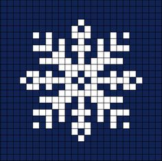 A pixel art template of a snowflake shaped like an ex and plus on top of each other. The cross' ends get larger, leaving a singular dot on the end. The plus has an end shape like the female gender symbol, but mirrors each area (flipped over). Minecraft Snowflake Pattern, Perler Bead Snowflakes, Pixel Snowflake, Snefnug Med Perler, Winter Pixel Art, Christmas Pixel Art