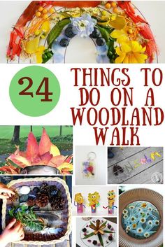 there are many things to do on a woodland walk in the fall, including crafts and activities