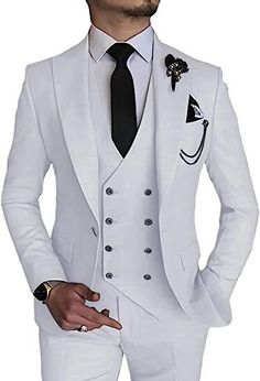 Coat Pant For Men, Tuxedo Suit For Men, Suit For Men Wedding, Beach Wedding Suits, White Wedding Suit, Suit Prom, Prom Suit, Dress Suits For Men, Sophisticated Outfits