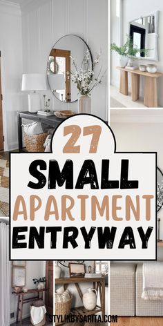 small apartment entryway with text overlay that reads, 27 small apartment entryway