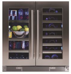 two stainless steel refrigerators with their doors open