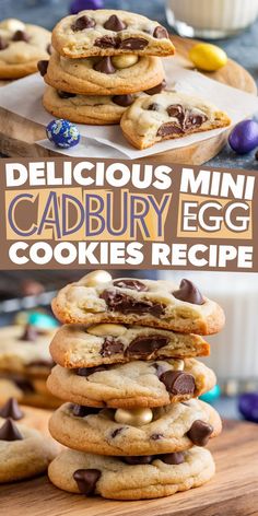 delicious mini cadbury egg cookies recipe with chocolate chips and marshmallows on top