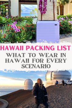 a woman standing in front of a palm tree with the words hawaii packing list what to wear in hawaii for every scenaro