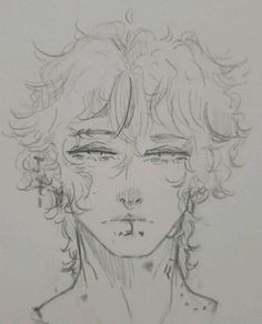 a drawing of a man with curly hair