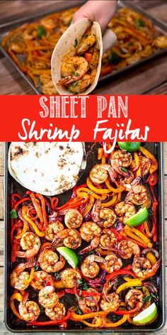 This shrimp fajita recipe is seriously so easy and delicious! All you have to do is scoop the juicy shrimp, tender bell pepper and onions into a soft warm tortilla for a super fast and easy weeknight dinner! Shrimp Fajita Recipe, Sheet Pan Shrimp, Pan Shrimp, Juicy Shrimp, Shrimp Recipes For Dinner, Fajita Recipe, Health Dinner, Health Dinner Recipes