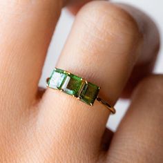 Dainty Gold Band, Green Board, Elizabeth Jewelry, Emerald Cut Ring, Natural Emerald Rings, Green Tourmaline Ring, Green Emerald Ring, Fine Jewelery