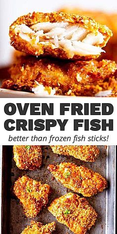 the cover of oven fried crispy fish