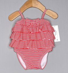 #janieandjack #girlsswimsuit #babyswimsuit #stripedswimsuit Ruffle Swimsuit, Striped One Piece, Janie And Jack, Baby & Toddler Clothing, Red And White Stripes, Toddler Outfits, Upf 50