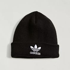 Details Product Sku: 69657278; Color Code: Ribbed Knit Beanie Hat By Adidas Topped With A Foldover Brim And A Classic Trefoil Logo At The Front. Content + Care - 100% Polyester - Spot Clean - Imported Adidas Those Iconic Three Stripes And Trefoil Logo Have Topped Adidas Sneakers, Tees, Hoodies And So Much More For Over 60 Years. Casual Black Knit Hat, Spring Streetwear Casual Beanie, Casual Spring Streetwear Beanie, Casual Beanie With Embroidered Logo For Streetwear, Casual Streetwear Beanie With Embroidered Logo, Casual Beanie With Embroidered Logo For Winter, Casual Embroidered Logo Beanie For Winter, Adidas Snapback, Ribbed Knit Beanie