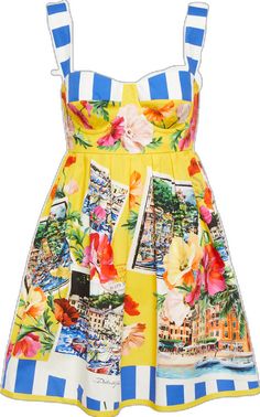 Strapless Cotton Dress With Floral Print, Strapless Cotton Mini Dress With Floral Print, Multicolor Cotton Mini Dress For Daywear, Cotton Mini Dress With Sweetheart Neckline For Vacation, Cotton Dress With Sweetheart Neckline, Multicolor Mini Dress With Sweetheart Neckline For Summer, Multicolor Sweetheart Neckline Mini Dress For Summer, Dolce And Gabbana Aesthetic, Sophia Lauren