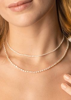 Natural Pearl Choker Necklace: Gold / 1.8mm-2mm Pearls Affordable Pearl Chain Choker Necklace, Cheap Gold Choker With Pearl Chain, Cheap Pearl Choker Necklace, Cheap Pearl Choker Jewelry, Affordable Pearl Choker Jewelry, Cheap Gold Pearl Choker, Cheap Pearl Choker For Gift, Affordable Pearl Choker For Parties, Cheap Pearl Beaded Choker Necklaces