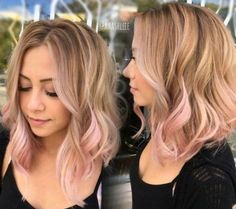 Light Pink Hair, Pastel Pink Hair, Blonde With Pink, Balayage Hair Blonde, Ombre Hair Color, Pastel Hair, Mid Length Hair