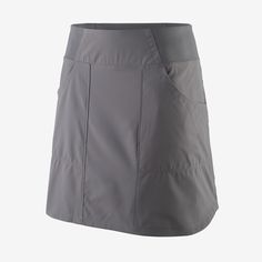 Designed for flats fishing and wet wading, our Tech Skort is made from a lightweight, moisture-wicking and quick-drying polyester/spandex blend with a DWR (durable water repellent) finish and 50+ UPF sun protection. The outer skirt offers effortless movement, while the built-in interior shorts are comfortable, convenient and versatile. Comfort stretch waistband lies flat next to skin and provides all-day comfort. Two front pockets and one side pocket that secures with a zipper; cell phone pocket Functional Stretch Skort With Pockets, Functional Go-dry Skort, Sports Swim Skirt With Pockets And 4-way Stretch, Functional Nylon Skort With Elastic Waistband, Patagonia Sports Shorts With Pockets, Travel Skirt, Womens Skorts, Patagonia Outfit, How To Get Warm