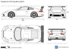 the porsche gt8 coupe car is shown in three different views, including the hatchback and