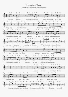 sheet music with the words hanging tree on it