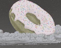 a large donut with sprinkles on it