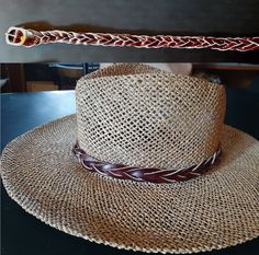 Hand made custom five braided hat band. Comes in lightweight full grain leather. Fits an average size hat of 23"-26". Can be ordered in any color (Tan, Burgundy, Dark Brown, & Black), and in any size needed. Adjustable Brown Braided Fedora, Brown Braided Adjustable Fedora, Natural Braided Western Hat Band, Leather Fits, Leather Hat, Syracuse Ny, Leather Hats, Costume Hats, Hat Band