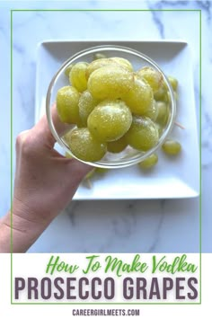 These boozy, drunken grapes soaked in Prosecco and vodka are a perfect snack appetizer for any brunch or party! Prosecco vodka grapes are infused and soaked in the alcohol overnight for about 12 hours. This recipe is so easy, and you can serve them frozen if you wish. Enjoy! Vodka Soaked Fruit, Drunken Grapes, Vodka Grapes, Boozy Grapes, Alcohol Infused Fruit, Prosecco Grapes, Drunken Fruit, Alcohol Soaked Fruit, Fruit Infused Vodka