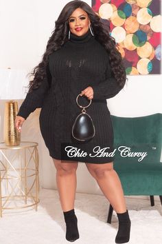 Polyester %: 96 Spandex %: 4 Plus Size Night Out Outfit, Sweater Dress Plus Size, Turtle Neck Sweater Dress, Mini Turtle, Plus Size Baddie, Maternity Sweater Dress, Plus Size Baddie Outfits, Chic And Curvy, Women Bodycon Dress