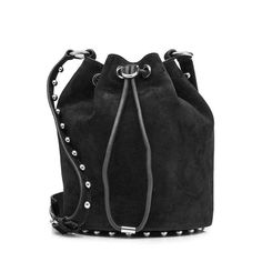 Alexander Wang-Black Suede Alpha Bucket Bag - Runway Catalog Black Bucket Bag, Checked Fabric, Valentino Rockstud, Large Bag, Leather Items, Online Bags, Soft Suede, Bag Tags, Leather Tote Bag