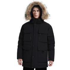 Material: 90% white down is selected for MARKERWAY men's parka jacket, and the filling amount is 750 fill. The air layer formed by duck down can perfectly block the airflow inside and outside. The outer layer is made of new 100% polyester fabric, which is durable and not easy to deform. 11 Pockets: 2 flap pockets and 2 waterproof zipper pockets on the chest can store valuables. Two flap pockets and two side zipper pockets on the lower side of the parka jacket men can keep you warm. A multi-funct Parka Jacket Men, Mens Down Parka, Mens Parka Jacket, 90s Fashion Women, Mens Down Jacket, Waterproof Zipper, Man Down, Mens Parka, Mens Winter Coat