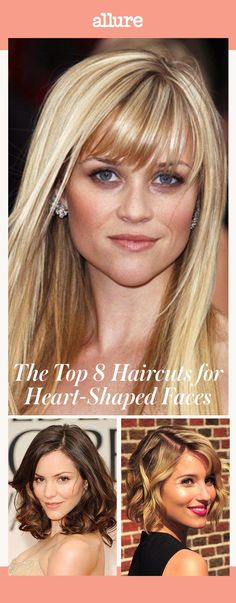 Heart-shaped faces are wider at the brow and narrower at the chin, which typically adds up to killer cheekbones. Here, a few guidelines for the genetically blessed. Hair Styles For Inverted Triangle Face Shape, Heart Shaped Faces, Heart Shaped Face, Heart Shaped Face Hairstyles, Haircut For Face Shape, Long Face Shapes, Square Face Hairstyles