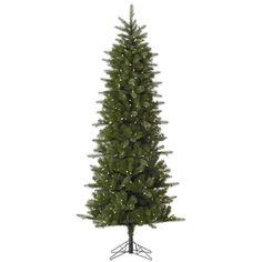 a tall artificial christmas tree with lights on it